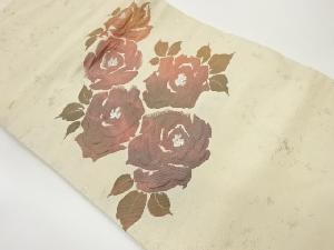 引箔ふくれ織薔薇模様織出し名古屋帯